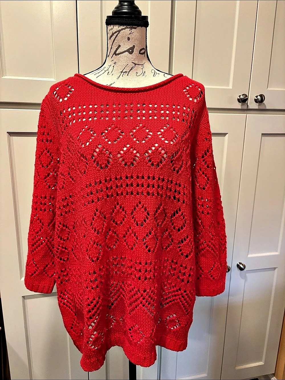 Talbots Red Open Knit Sweater Size 2X Like New
